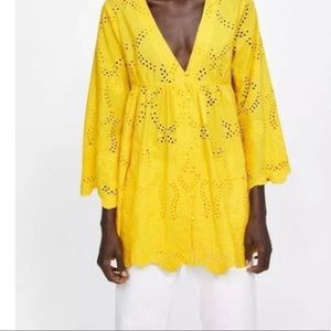 Zara yellow eyelet dress